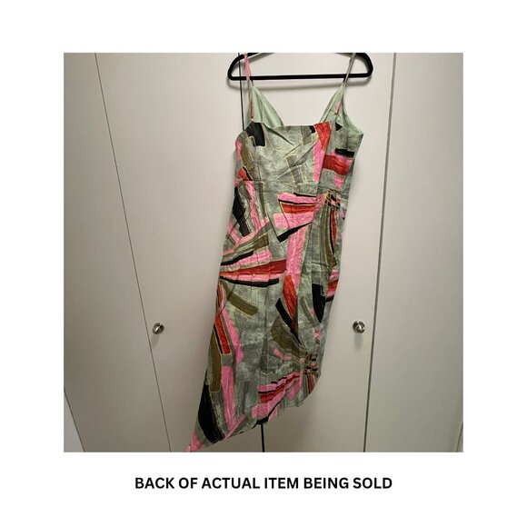 NWOT Jason Wu Faux Wrap Dress with Geometric Metallic Print - Size 10 - Picture 3 of 6